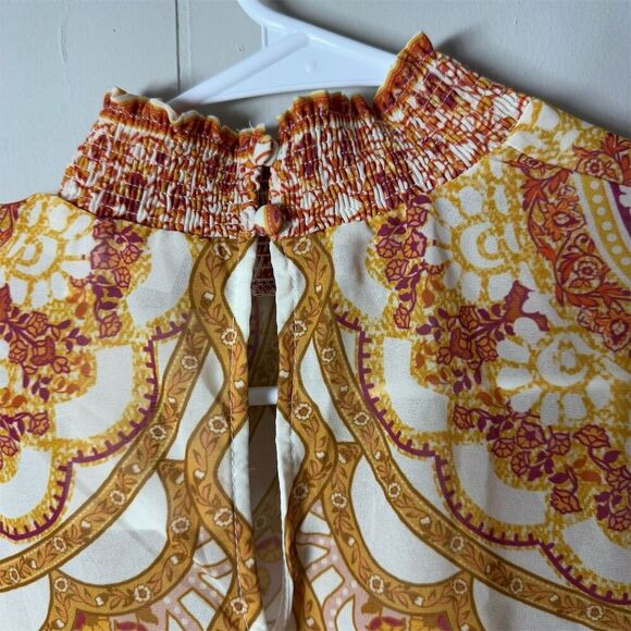 Perfect Pricilla Women's M Long Sleeve Sheer Geometric Blouse Multicolor - Picture 4 of 7